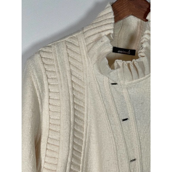 NEW NWT Animale Cream Off White Viscose Wool Blend Sweater Asymmetrical Sz 12 14 - Picture 6 of 13